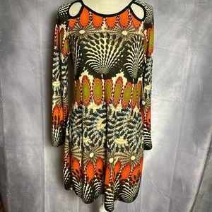 ARYEH Fun Print Dress.  Long sleeved Bohemian style knit.  NWT size Large.